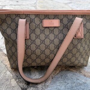 Authentic Gucci Beige and Pink Women's Tote Bag + COA